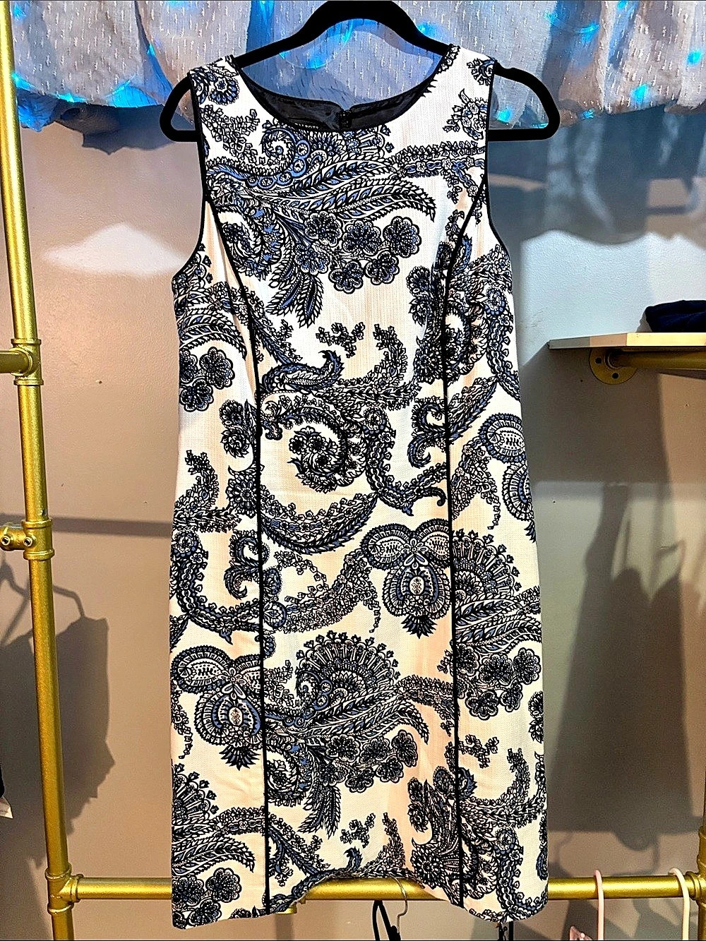 Talbots Paisley Mini Dress in Blue & White Size 10